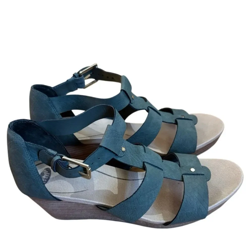 Dr. Scholl's Women’s Wedge Barton Green Snake Pattern Sandals Size